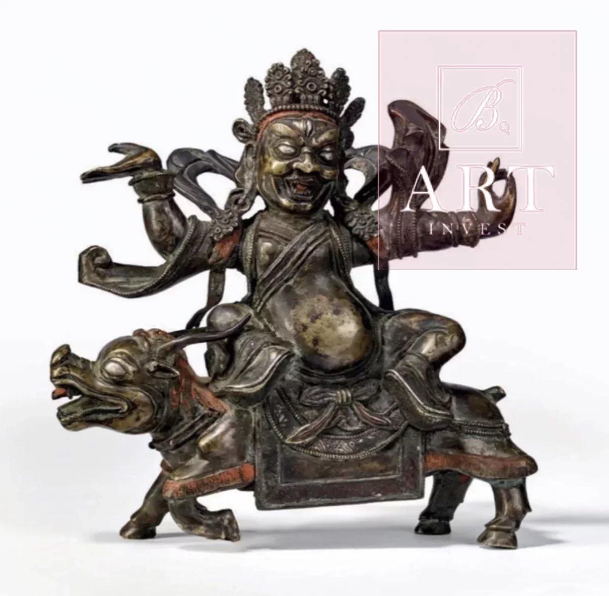 Statue d’une divinité en bronze, Tibet XVIII/XIXe siècle. H: 25cm.