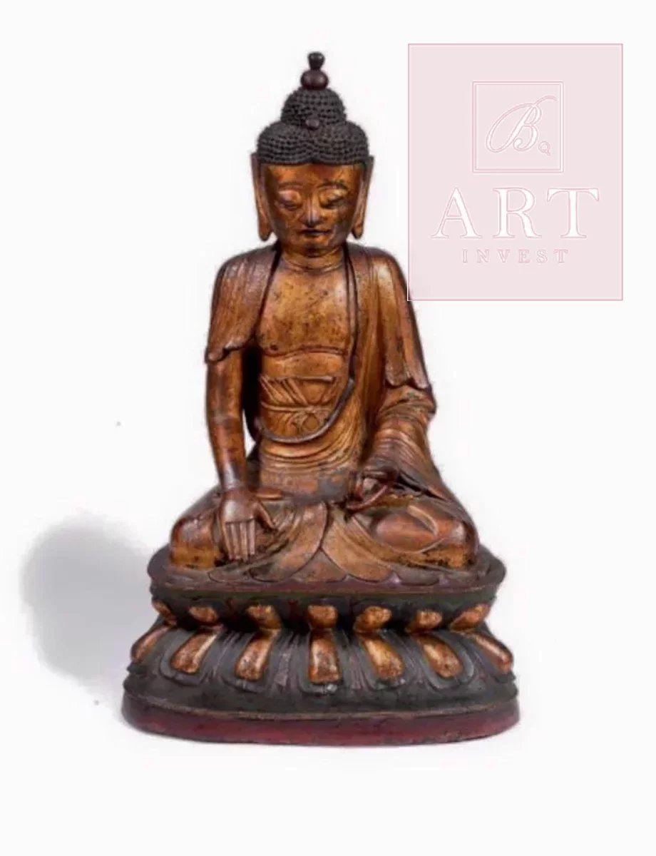 Bouddha en bronze laqué, époque Ming.