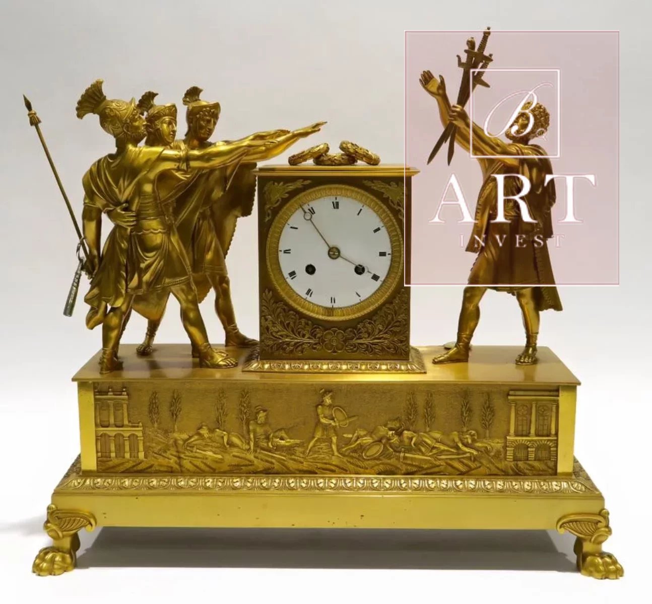Pendule d'époque empire représentant le serment des Horaces.
