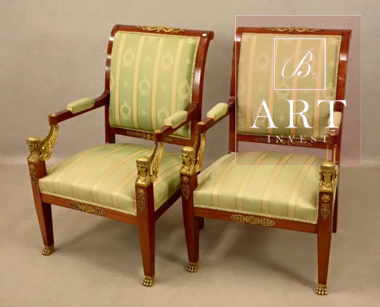 Paire de fauteuils de style empire, vers 1900.