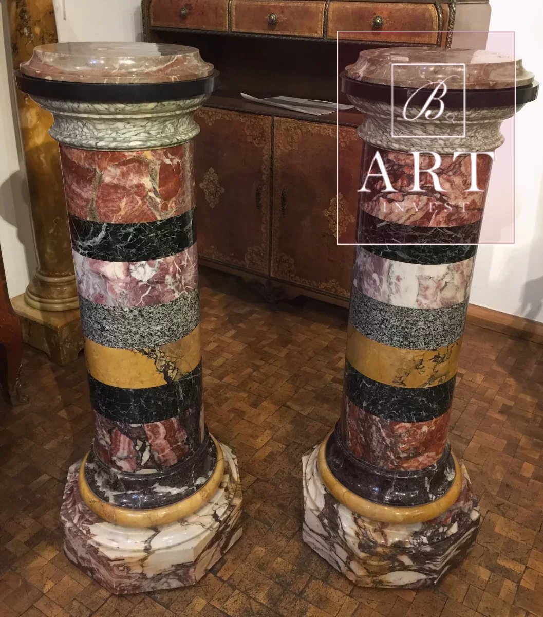 Pair of marble columns, 19th century.