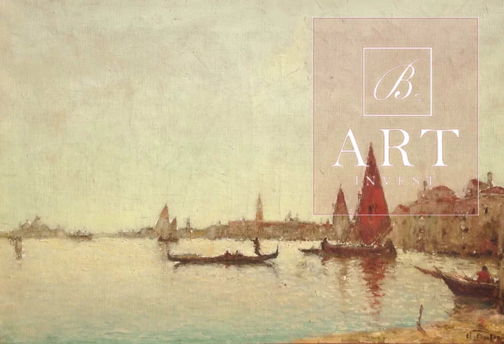 Painting "view of the Bosphore" signed Albert Duprat.