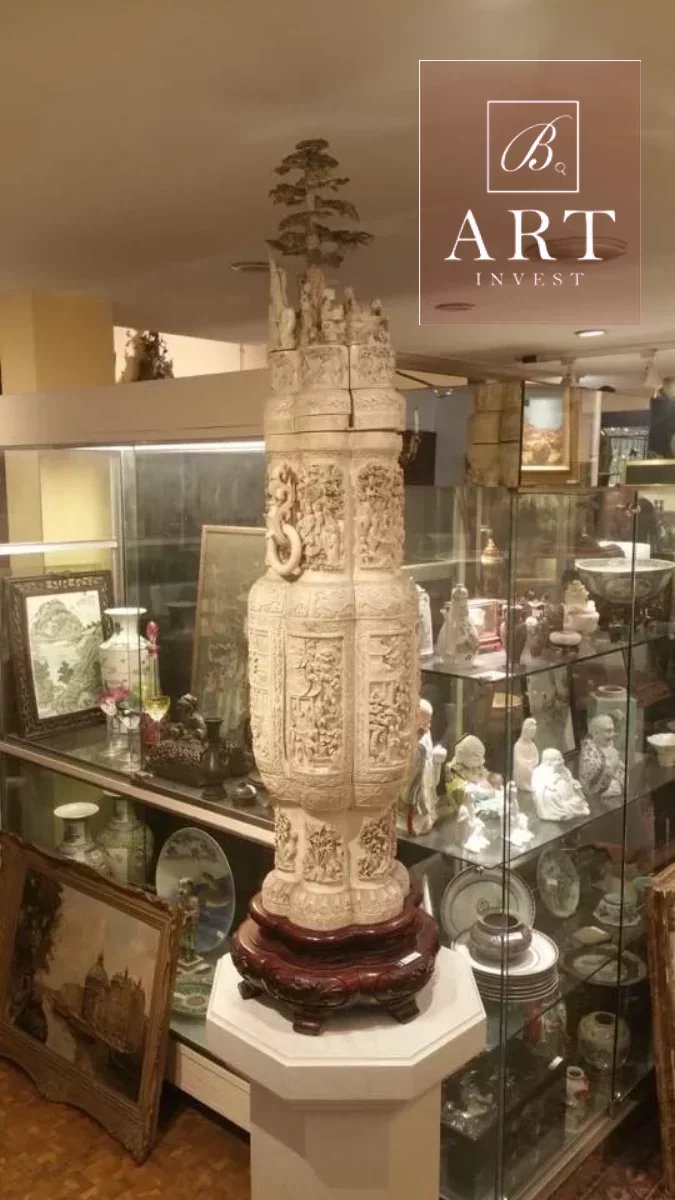 A massive 19th century chinese carved ivory vase.